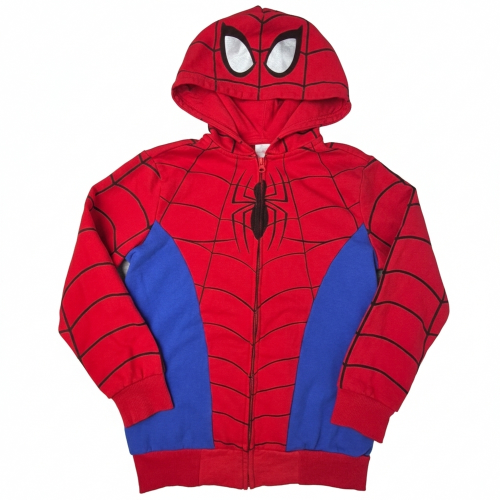 Marvel Spider-Man Zip Hoodie Boys 8/10 EUC Metallic Eyes